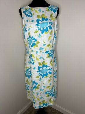 Madison Studio Blue and Lime Floral Sleeveless Midi Dress